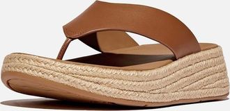 FitFlop Womens Fitflop F-Mode Toe Post Espadrille Leather Womens Deep Tan Sandals - Brown - Size: 8