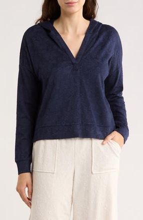 Bobeau Jacquard Hoodie in Navy at Nordstrom Rack, Size X-Small