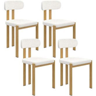 IDMarket Set di 4 sedie da pranzo ESMA in metallo effetto legno e tessuto bouclette