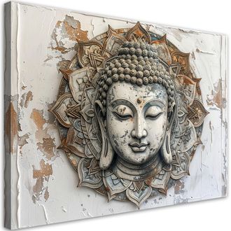 Feeby Cuadro Sobre Lienzo, Mandala Buda Zen Spa Estilo Vintage, 120x80