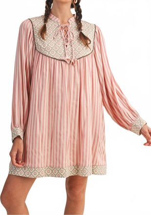 Merci Lou Striped Mini Dress In Rose Pink Stripe