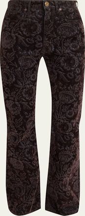 Chlo&eacute; Floral Flocked Bootcut Jeans