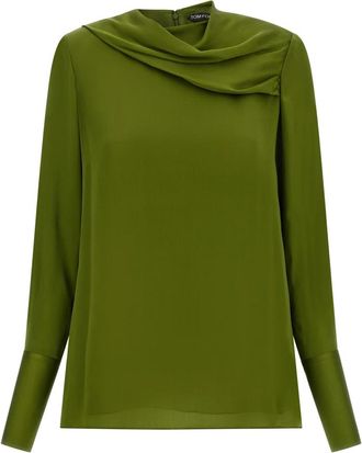 Tom Ford Gelaagde Zijde-Georgette Blouse - Dames - Blouses - Groen - 2XS - Satijn - Overhemden
