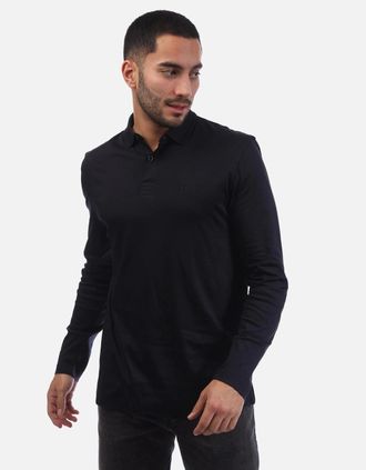HUGO BOSS Mens Pirol Long Sleeve Polo Shirt - Navy - Size: 40