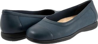 Trotters Delmara Womens Flat Shoes Navy Nubuck : 5.5 M (B), Leather