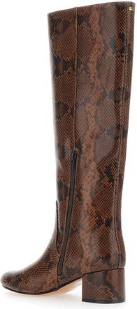 Twinset Womens Brown Knee Boots With Python Effect Polyurethane
