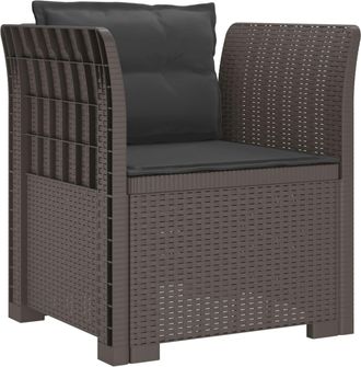 vidaXL Sill&oacute;n Individual Con Cojines Apariencia De Ratan Pp Gris Claro Vidaxl