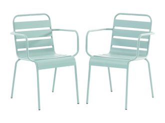 Vente-Unique Conjunto de 2 sillones de jard&iacute;n apilables de metal - Verde almendra - MIRMANDE