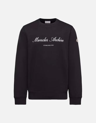 Moncler Mens Signature Logo Sweatshirt Black - Size: 44