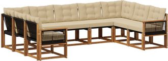 vidaXL Conjunto De Sof&aacute;s De Exterior 9 Uds. Natural Y Beige Vidaxl