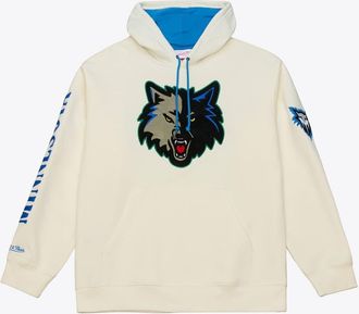 Mitchell & Ness Mens Mitchell & Ness Cream Minnesota Timberwolves Hardwood Classics Chainstitch Premium Fleece Hoodie at Nordstrom, Size X-Large