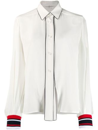 Golden Goose striped cuff shirt - women - Silk/Polyester/Spandex/Elastane - S - White
