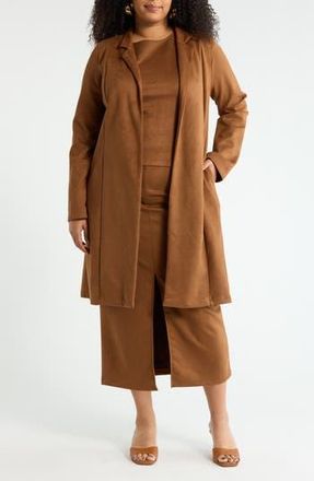 Renee C Faux Suede Longline Coat in Camel at Nordstrom Rack, Size 2 X