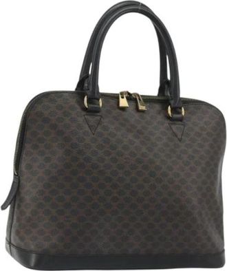Celine Pre-owned Vintage Macadam Canvas Hand Bag - Dames - Vintage Handtas - Zwart - ONE Size - Leer - Vintage