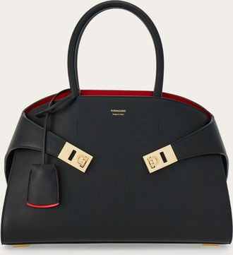 Ferragamo Women Hug bicolor handbag (M) Black