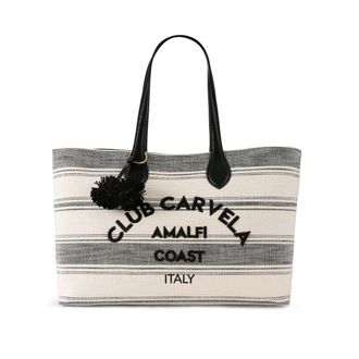 Carvela Womens Canvas Pia Beach Tote Bag - Black/White - One Size