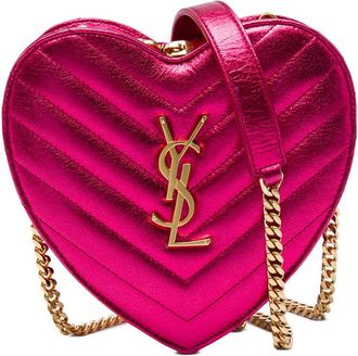 Saint Laurent Pre-owned Saint Laurent Mini Chevron Metallic Leather Monogram Love Heart Chain Bag Ladies OHQUX0NTVC7CIJT9