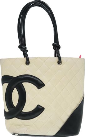 Chanel Cambon Line Beige Leather Tote Bag (Pre-Owned)