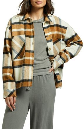 Brixton Bowery Plaid Flannel Button-Up Shirt in Washed Copper at Nordstrom, Size Small