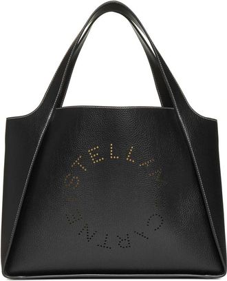 Stella McCartney Tassen, Dames, Zwart, ONE Size, Leer, Vegan Leren Tote Tas Modder Kleur
