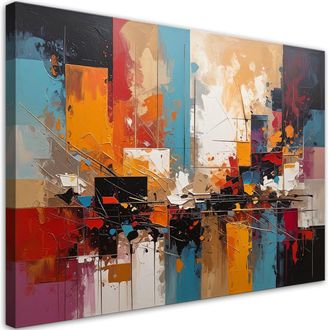 Feeby Cuadro Sobre Lienzo Abstracci&oacute;n Moderna Colorida Textura 100x70