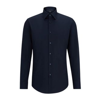 HUGO BOSS Slim Fit Kent Kraag Hemd - Heren - Casual Overhemden - Blauw - 2XL - Katoen - Overhemden