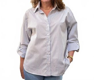 Kut from the Kloth Kaiya Boyfriend Shirt In Blue & White Stripe