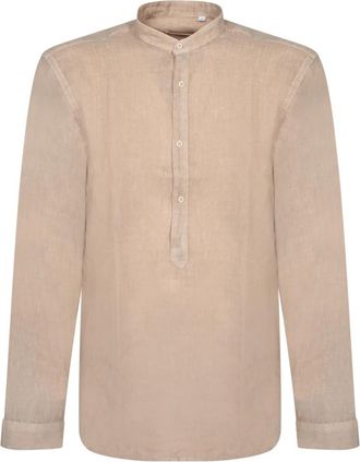 Costumein Elegante Mandarin Kraag Linnen Overhemd - Heren - Casual Overhemden - Beige - M - Linnen - Overhemden