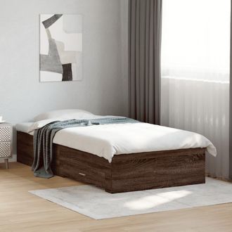 vidaXL Cama Con Cajones Madera De Ingenier&iacute;a Marr&oacute;n Roble 75x190 Cm Vidaxl