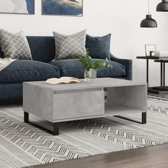 vidaXL Mesa De Centro Madera De Ingenier&iacute;a Gris Hormig&oacute;n 90x60x35 Cm Vidaxl