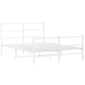 Berkfield Home Metal Bed Frame without Mattress with Footboard&not;White 140x190cm in White | Size: 140x190 cm