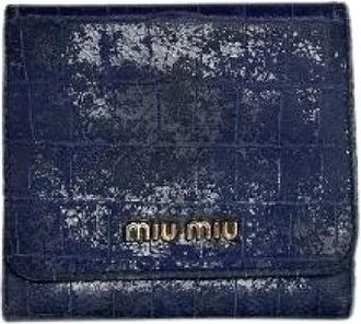 Miu Miu Pre-owned Vintage Compact Wallet - Dames - Vintage Accessoires - Blauw - ONE Size - Leer - Vintage