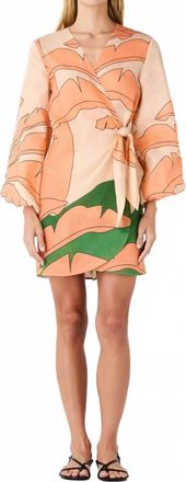 Juan de Dios Hojarasca Mini Dress In Peach Palms