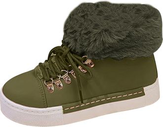 Generic Boots Winter Warm Shoes Outdoor Ski Boots Thickening Womens Non Slip Snow Boots (Green, 6.5)