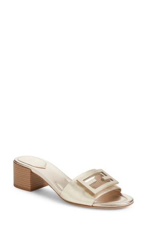 Fendi Baguette Slide Sandal in F0Vf1 Platino at Nordstrom, Size 10.5Us