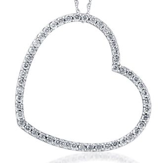 Pompeii3 2 1/4Ct Heart Shaped Diamond Pendant White or Yellow Gold Necklace Lab Grown