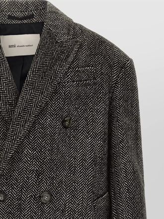 Ami virgin wool herringbone double-breasted coat
