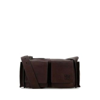 Miu Miu Dark Brown Nappa Leather Utilitaire Crossbody Bag Bruciato Borse A Tracolla