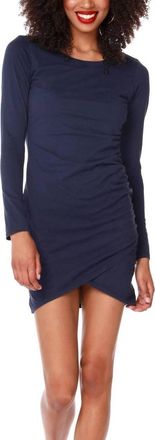 bobi Scoop Neck Shirred Mini Dress In Dark Navy