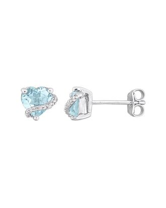 Rina Limor Silver 2.02 ct. tw. Diamond & Blue Topaz - Sky Heart Stud Earrings