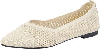 Generic Ladies Flat Shoes Pointed Toe Casual Ballet Flats Stylish Solid Color Breathable Lightweight Comfortable Slip On Ballet Shoes Classic Daily Beige