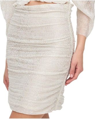 Sabina Mus&aacute;yev Gouden Lurex Mini Rok - Dames - Korte rokken - Wit - S - Polyester - Rokken