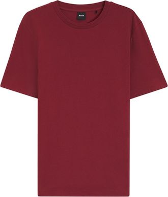 HUGO BOSS Heren T-shirt met bubbeljacquardpatroon, normale pasvorm (Bruin)