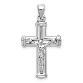 Diamond2Deal 14K White Gold Reversible Crucifix Pendant