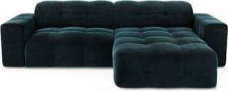 Sia Home Sof&aacute; esquinero derecho 5 plazas terciopelo azul pavo 230 cm