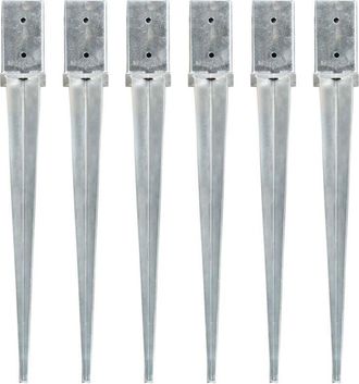 vidaXL Vidaxl - Picchetti di Terra 6 pz Argento 8x8x76 cm in Acciaio Zincato