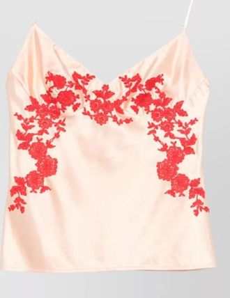 Ermanno Scervino top floral embroidery lace trim satin