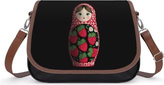 Generic Russian Matryosh Strawberry Pattern Small Womens Crossbody Bags Shoulder Handbag with Adjustable Strap for Travel