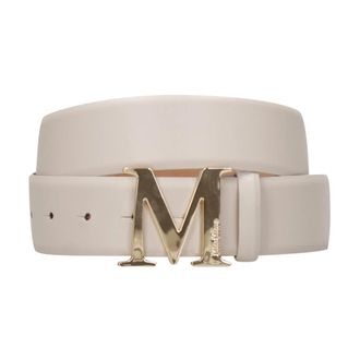 Max Mara Cr&egrave;me Leren Logo Handtas - Dames - Riemen - Beige - L - Accessoires