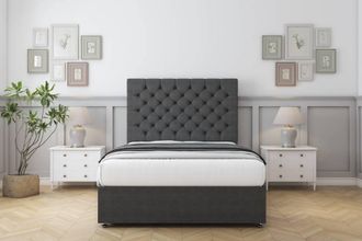 Sloomy Mayfair Dumfries Divan Set No Drawers-26 Headboard in Dark Grey | Size: Small Double